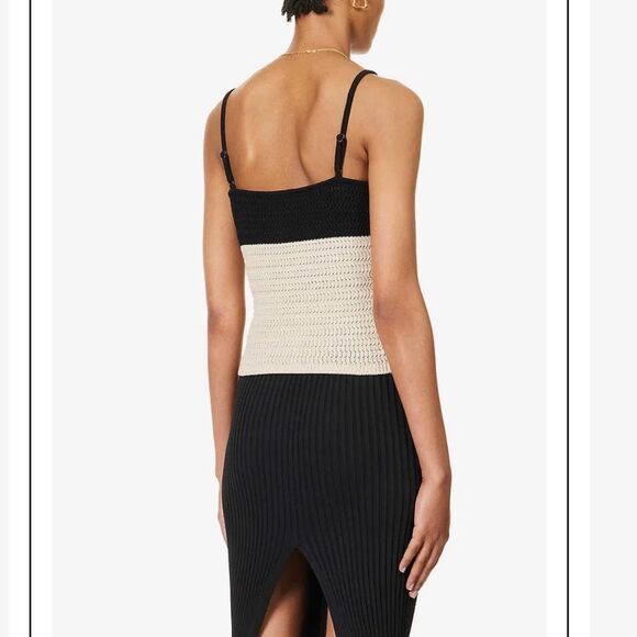 REFORMATION April V-Neck Contrast Organic Cotton Top - Picture 12 of 14